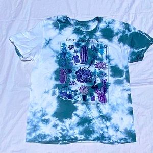 Neon Riot Tie Dye Tee Shirt, Cactus and Succulents, Size M